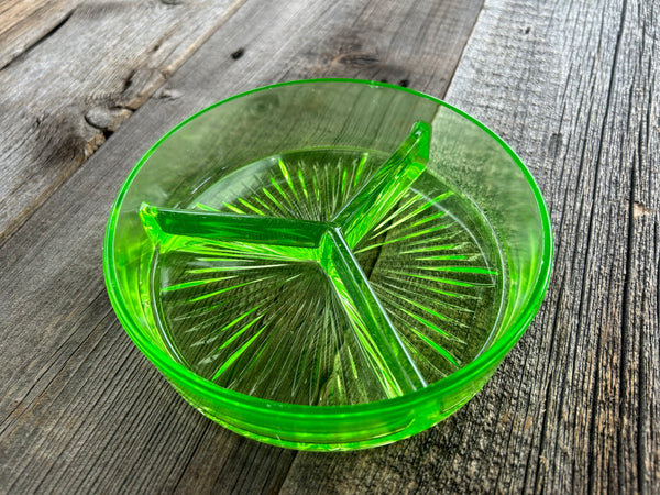 Vintage Uranium Divided Round Dish