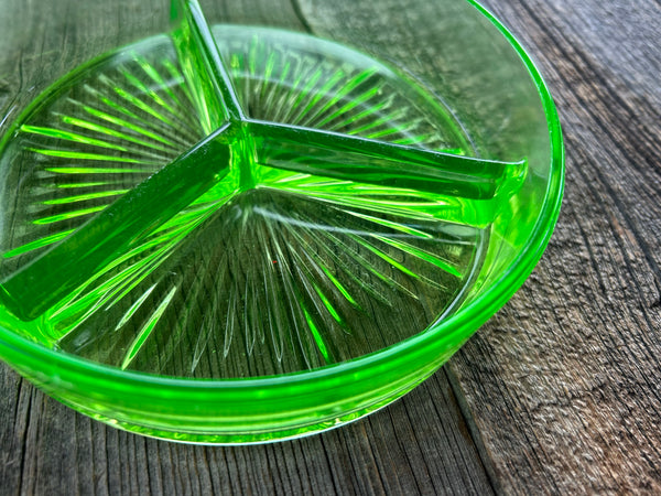 Vintage Uranium Divided Round Dish