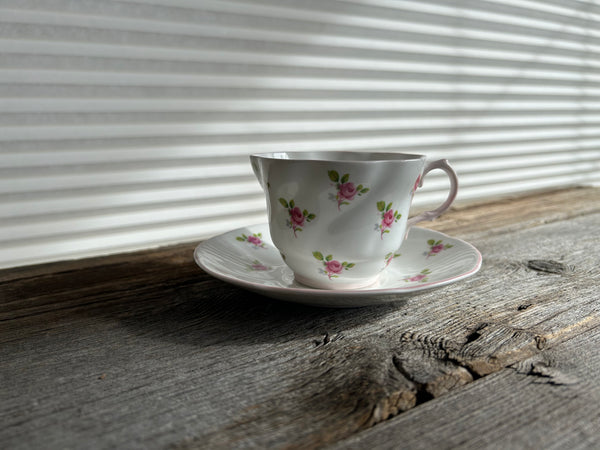 Vintage Queens Rosina China Pink Rose Teacup and Saucer