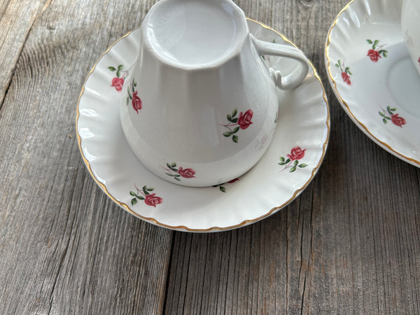 Vintage 2-Piece Ridgway England Rose Teacup and Saucer