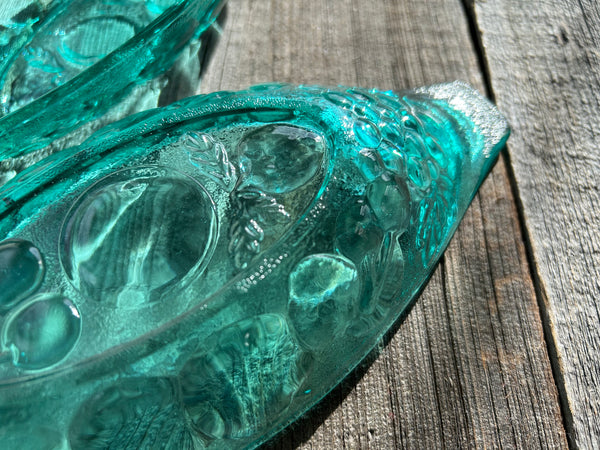 Individual Vintage Indiana Glass Teal Pickle Dish