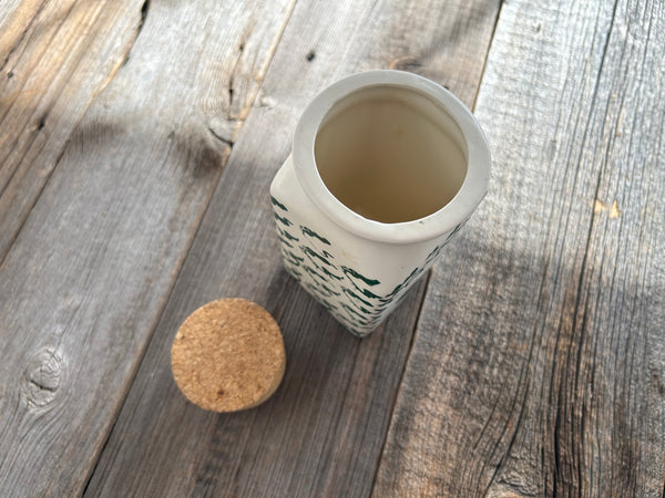 Vintage Green Spongeware Coffee Canister