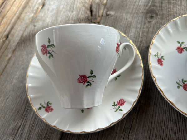 Vintage 2-Piece Ridgway England Rose Teacup and Saucer