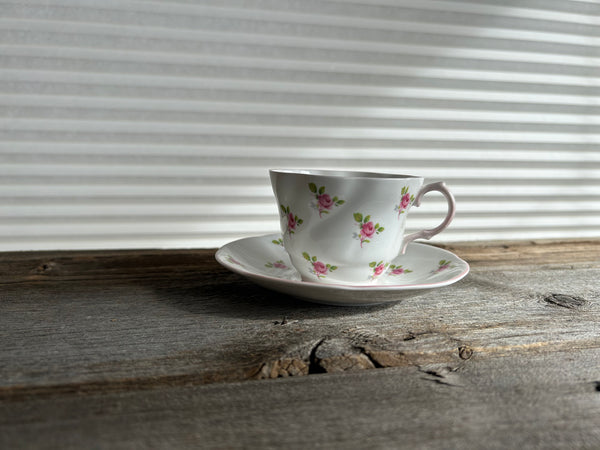 Vintage Queens Rosina China Pink Rose Teacup and Saucer