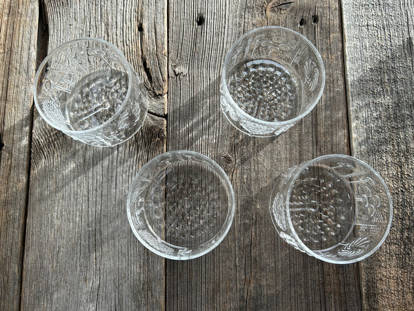 Vintage Set of 4 Iittala Flora Small Glasses