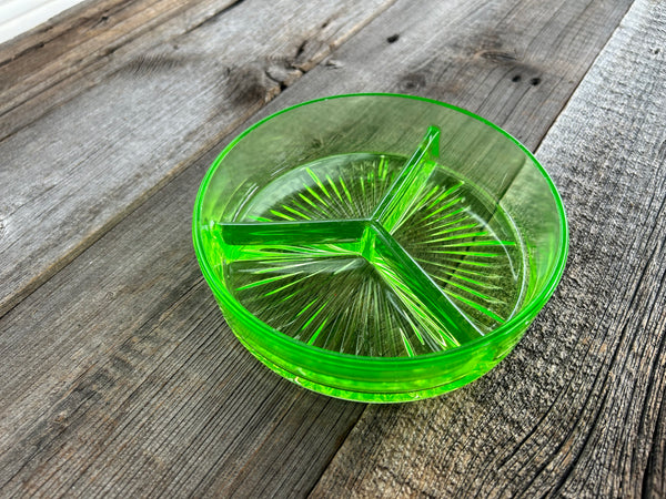 Vintage Uranium Divided Round Dish