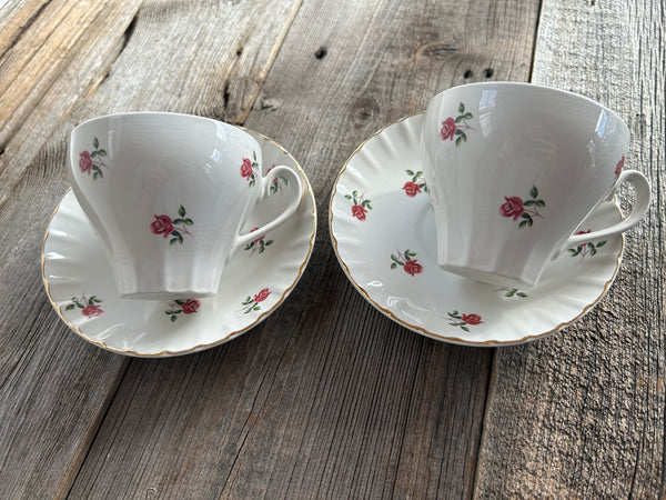 Vintage 2-Piece Ridgway England Rose Teacup and Saucer