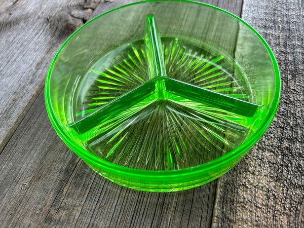 Vintage Uranium Divided Round Dish