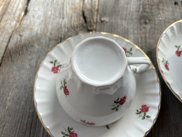 Vintage 2-Piece Ridgway England Rose Teacup and Saucer