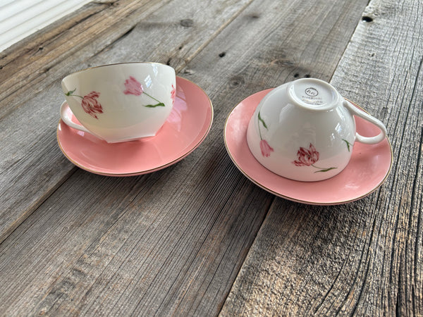 Vintage Set of 2 Hiromichi Nakano Teacups (4-pieces)