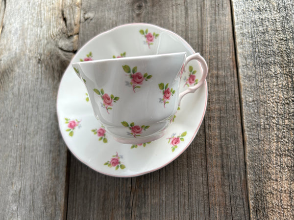 Vintage Queens Rosina China Pink Rose Teacup and Saucer