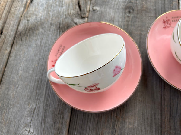 Vintage Set of 2 Hiromichi Nakano Teacups (4-pieces)