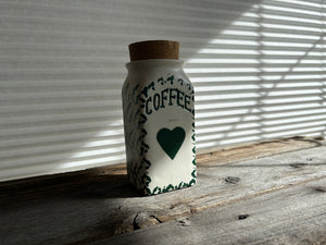 Vintage Green Spongeware Coffee Canister