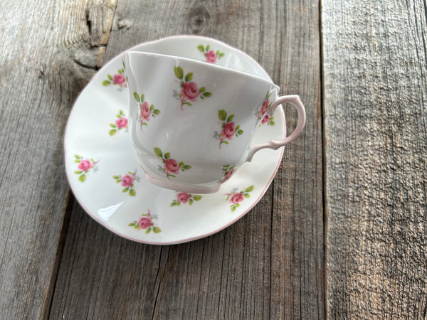 Vintage Queens Rosina China Pink Rose Teacup and Saucer