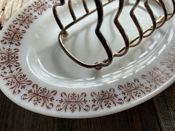 Vintage Anchor Hocking Copper Filigree Serving Platter