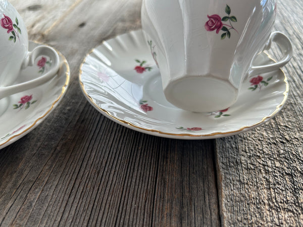 Vintage 2-Piece Ridgway England Rose Teacup and Saucer