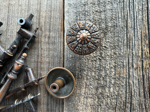 Vintage Set of 2 Dark Brass Cabinet Pulls - 12 Horoscope Symbols