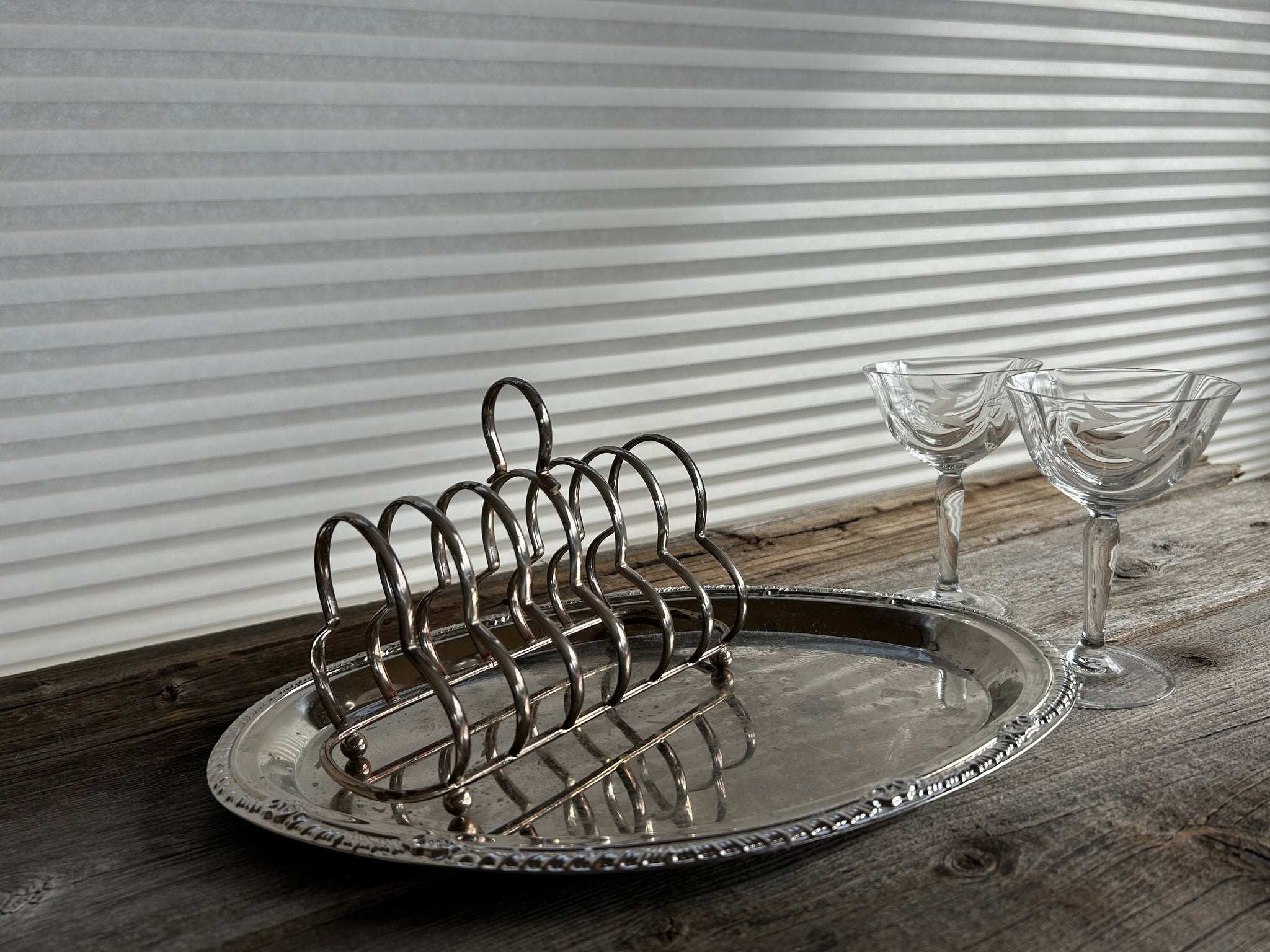 Vintage Silver Patina-ed Toast Rack