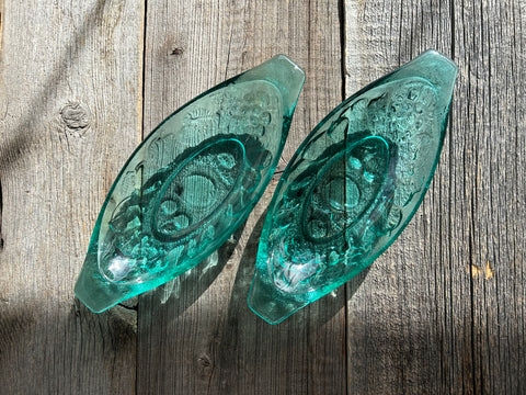 Individual Vintage Indiana Glass Teal Pickle Dish