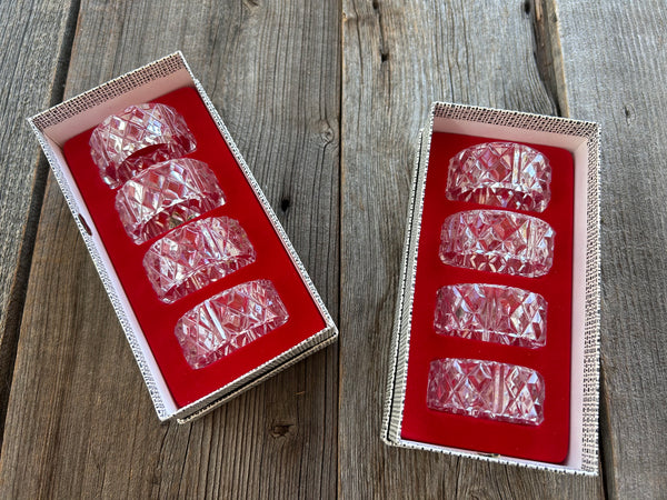 Vintage Set of 4 German Crystal Napkin Rings