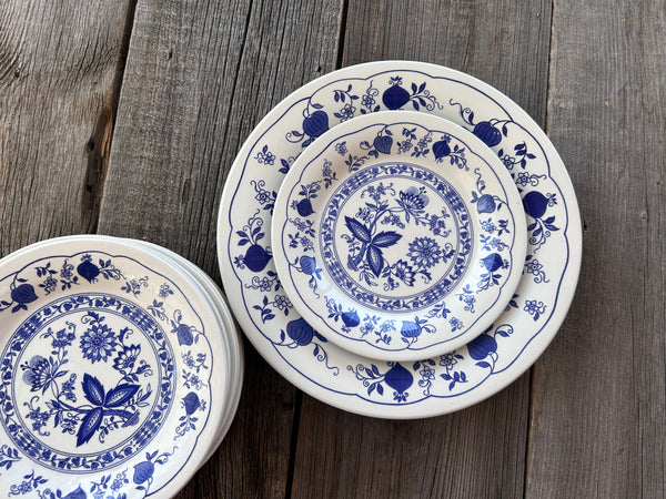 Vintage Staffordshire Tableware Blue Onion Plates