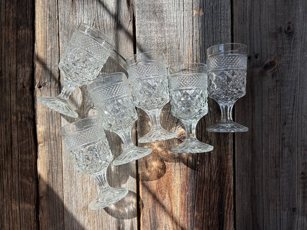 Set of 6 Vintage Anchor Hocking Wexford Goblet Glasses