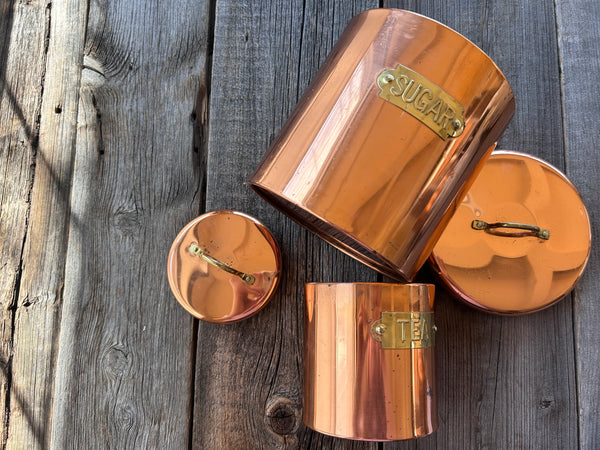 Individual Vintage Copper Storage Canisters