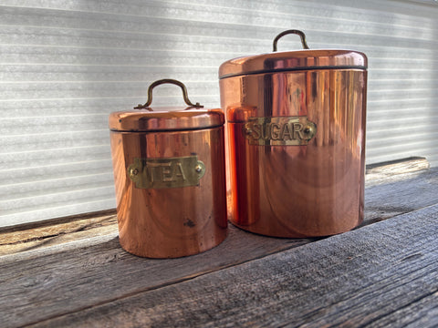 Individual Vintage Copper Storage Canisters
