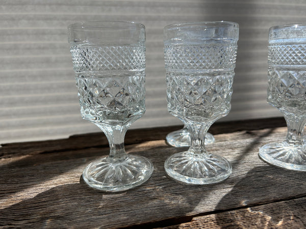 Set of 6 Vintage Anchor Hocking Wexford Goblet Glasses