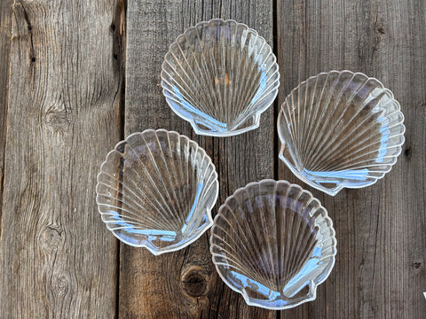 Vintage Individual Arc France Semi Iridescent Seashell Dishes