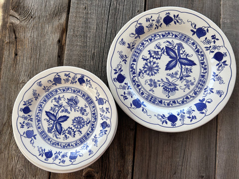 Vintage Staffordshire Tableware Blue Onion Plates