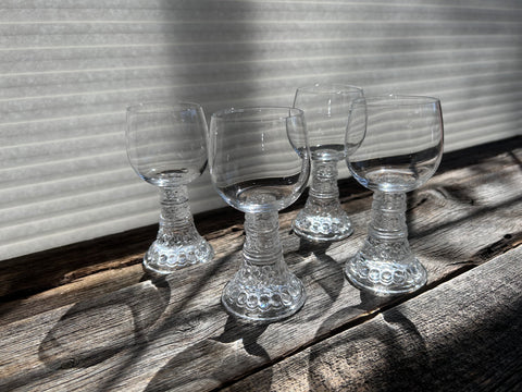Five Faceted Crystal Wine Glasses Set, Vintage Stemware and Home Decor —  French Antiques Vintage French Decor French Linens Cafe au Lait Bowls and