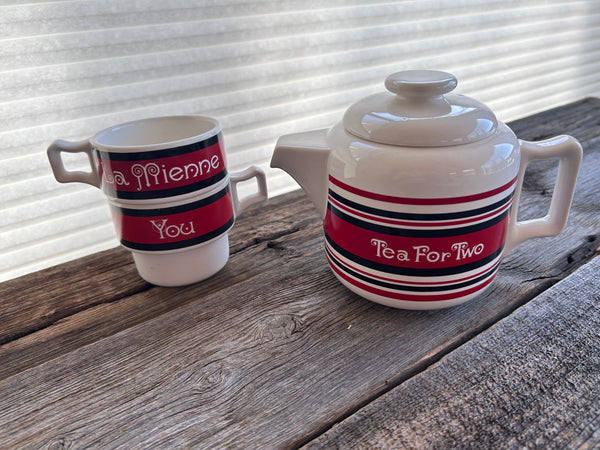 Vintage Made in Japan Stacking Teacup and Teapot Duo