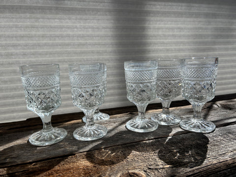 Set of 6 Vintage Anchor Hocking Wexford Goblet Glasses