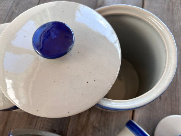 Set of 4 Vintage Stoneware Kitchen Canisters