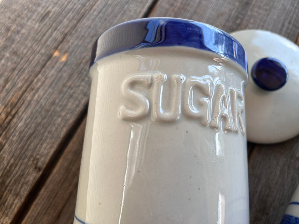 Set of 4 Vintage Stoneware Kitchen Canisters