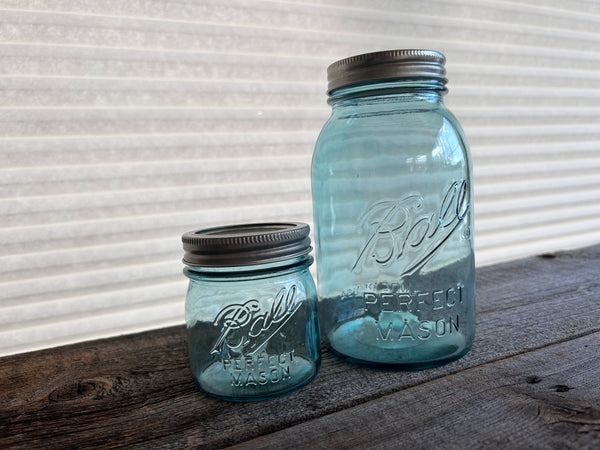 Brand New Ball Collectors Limited Edition Blue Glass Jars