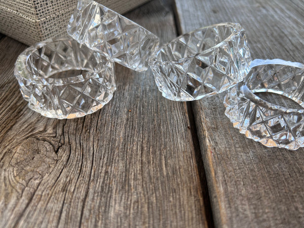 Vintage Set of 4 German Crystal Napkin Rings