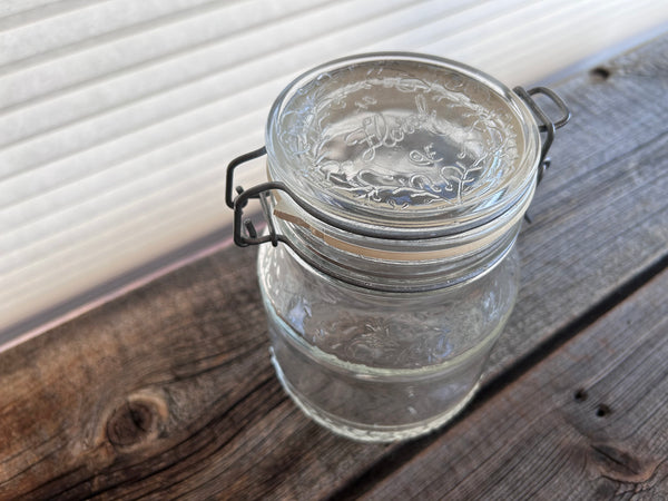 Vintage Italian Floral Motif Glass Jar