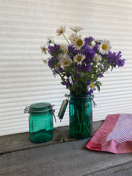 Set of 2 Vintage Green Jars