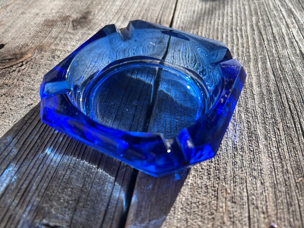 Vintage Cobalt Blue Ashtray