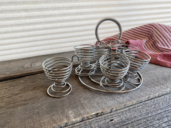 Vintage Wire Egg Rack and Holders