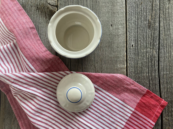 Individual Vintage Blue Bell Sugar Dish With Lid