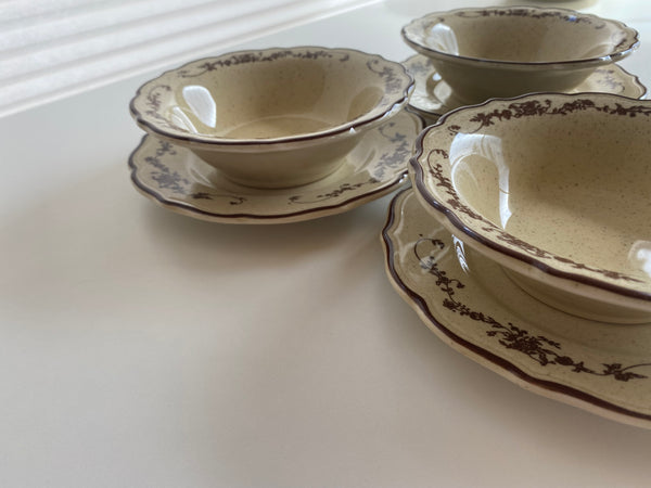 Individual Vintage Syracuse China Brown Rimmed Small Bowl