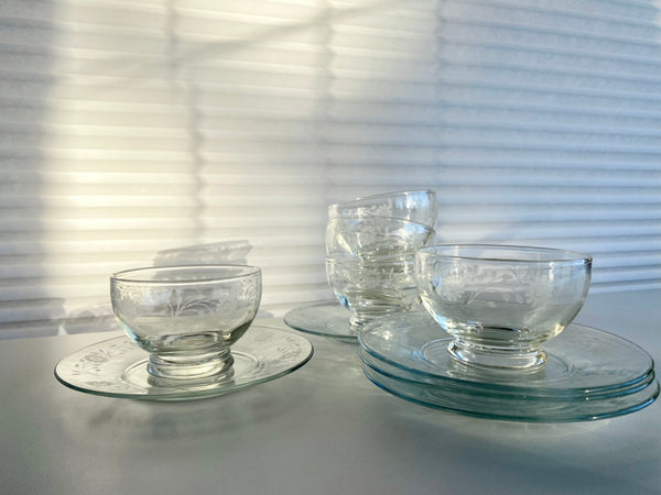 Individual Vintage Dominion Glass Dessert Cup & Saucer (2-Piece)