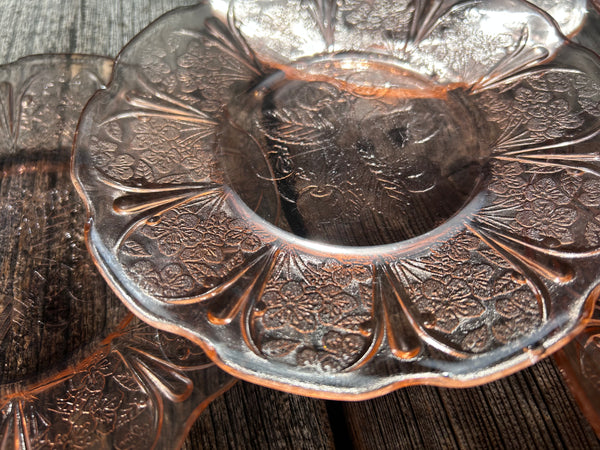 Vintage Individual Jeannette Glass Pink Cherry Blossom Bread and Butter Plate