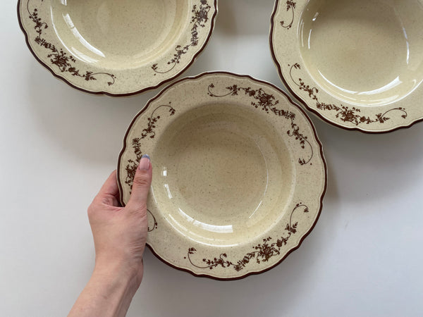 Individual Vintage Syracuse China Brown Rimmed Pasta Bowl