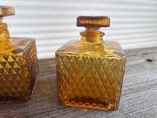 Individual Vintage Amber Glass Decanter