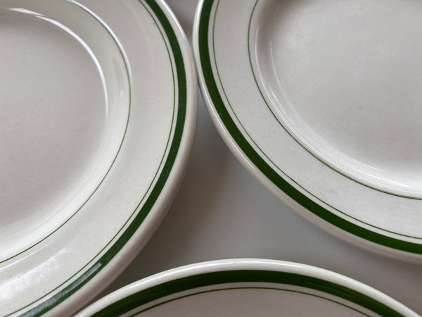 Individual  Burslem England Green Rim Bread and Butter Plates