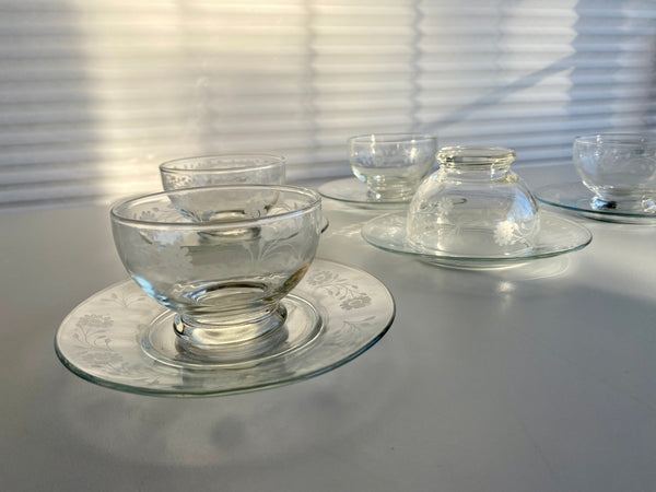 Individual Vintage Dominion Glass Dessert Cup & Saucer (2-Piece)